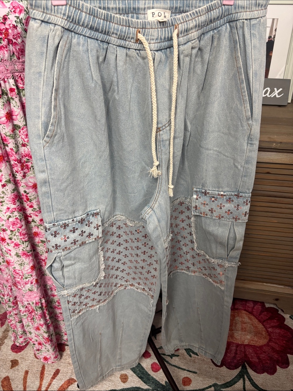 POL Light Blue Drawstring Denim Shorts